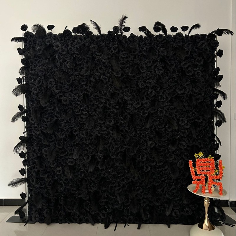Black Artificial Flower Wall Manufacturer OEM ODM Services