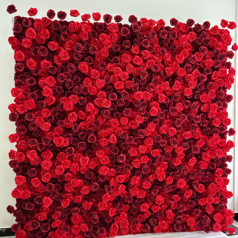 Red Rose Flower Wall Factory Custom Wedding Decoration