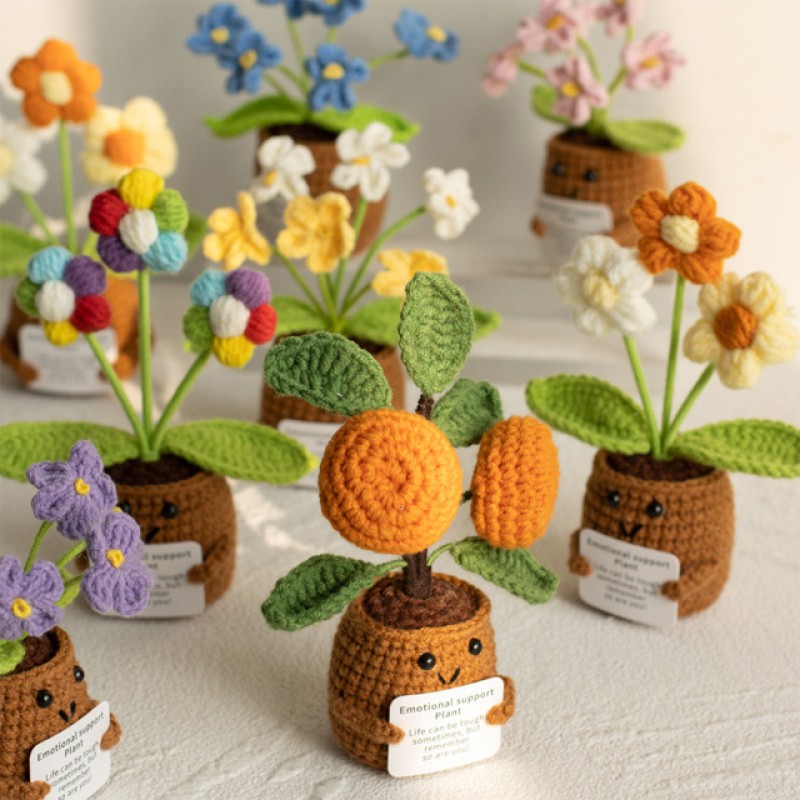 Crochet Flower Puff Factory Handmade Potted Plant
