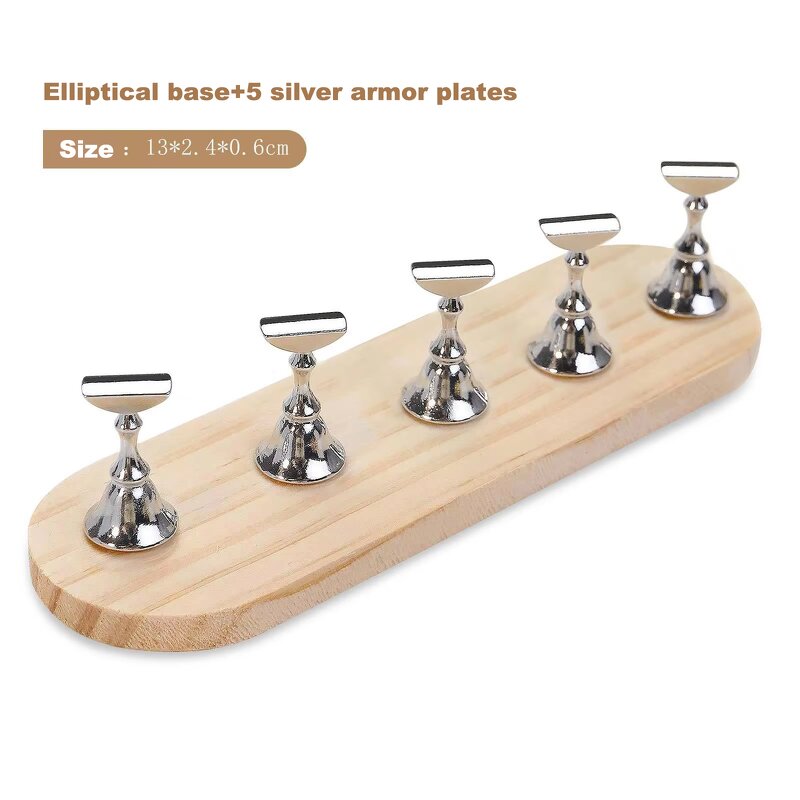 Wood Nail Practice Stands - Manufacturer - Magnetic Tips Holder Gold Silver Base Press on Nail Stand
