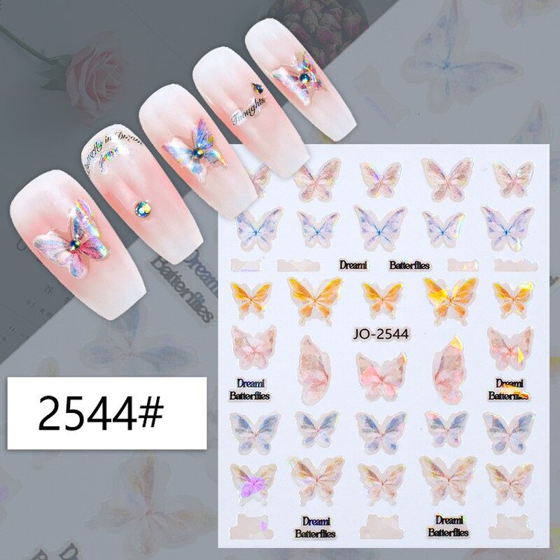 3D Gel Nail Sticker Wrap - Manufacturer - Neissry Korea Factory Butterfly Leaf French Style Hot Sale Art