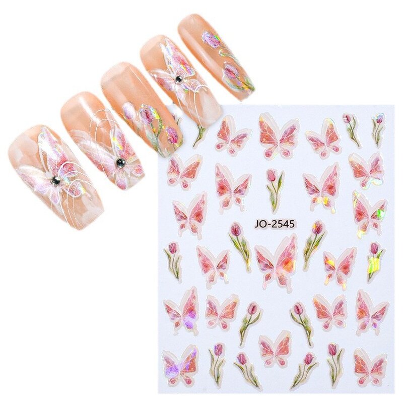 3D Gel Nail Sticker Wrap - Manufacturer - Neissry Korea Factory Butterfly Leaf French Style Hot Sale Art