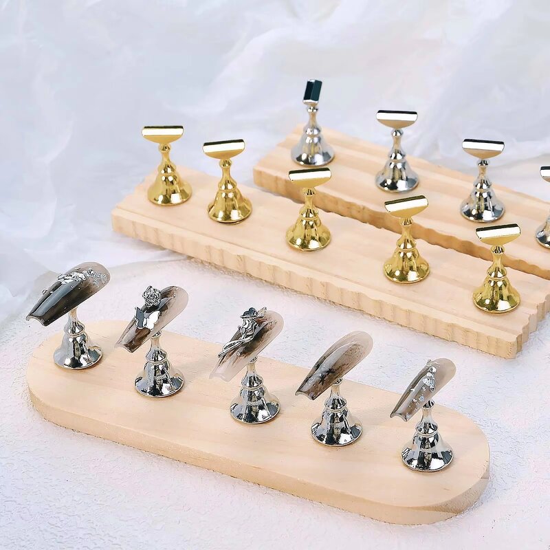 Crystal Nail Art Stands - Manufacturer - Raw Wood Press-on Adhesive Putty Plastic Acrylic Practice