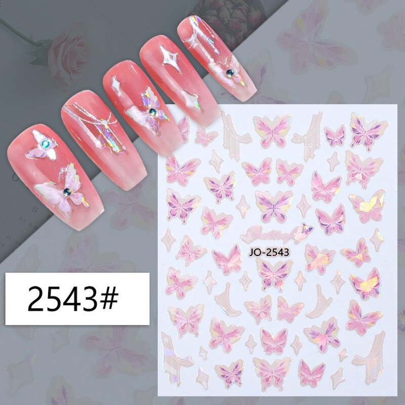 3D Gel Nail Sticker Wrap - Manufacturer - Neissry Korea Factory Butterfly Leaf French Style Hot Sale Art