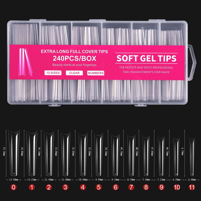 Square Nail Tips - Manufacturer - Neissry XXL Non C Curve Tapered Straight False Artificial