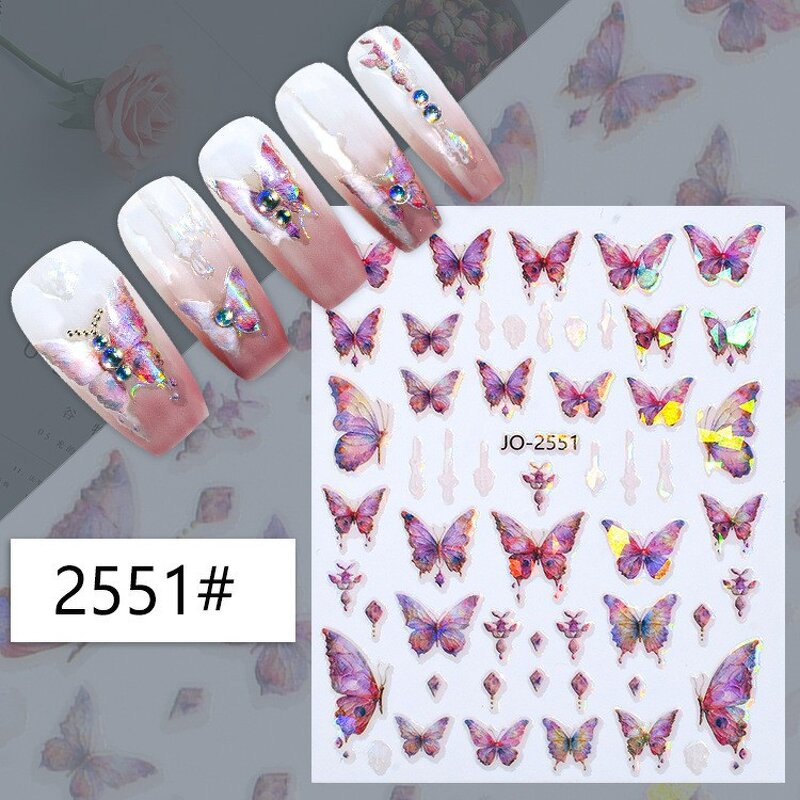 3D Gel Nail Sticker Wrap - Manufacturer - Neissry Korea Factory Butterfly Leaf French Style Hot Sale Art