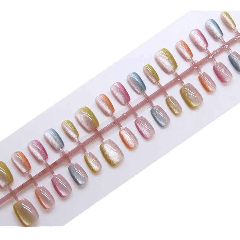 False Nails Manufacturer - 2025 Hot Selling Cat Eye Art Tips 30Pcs Prefabricated Coffin