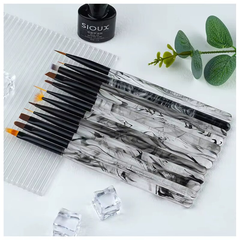 Nail Art Pen Set Manufacturer - Wholesale Dyeing Pen Set Acrylic Handle Nylon 12pcs