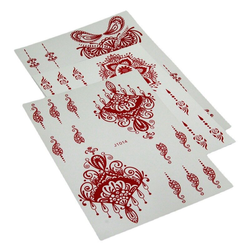 Henna Tattoo Sticker Manufacturer - Indian Style Lace Pattern Red Sexy Brown Mandala Temporary