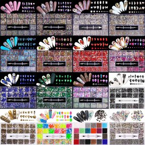 Nail Art Rhinestones Manufacturer - B2B Clearance Mixed Shape 3D AB Flat Glass 21 Grids