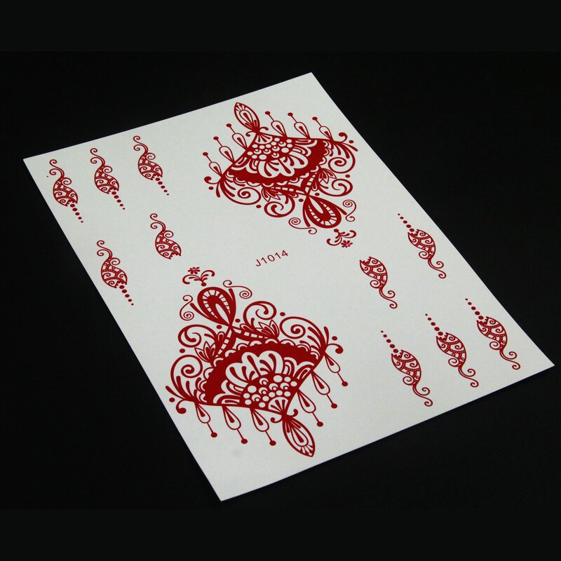 Henna Tattoo Sticker Manufacturer - Indian Style Lace Pattern Red Sexy Brown Mandala Temporary