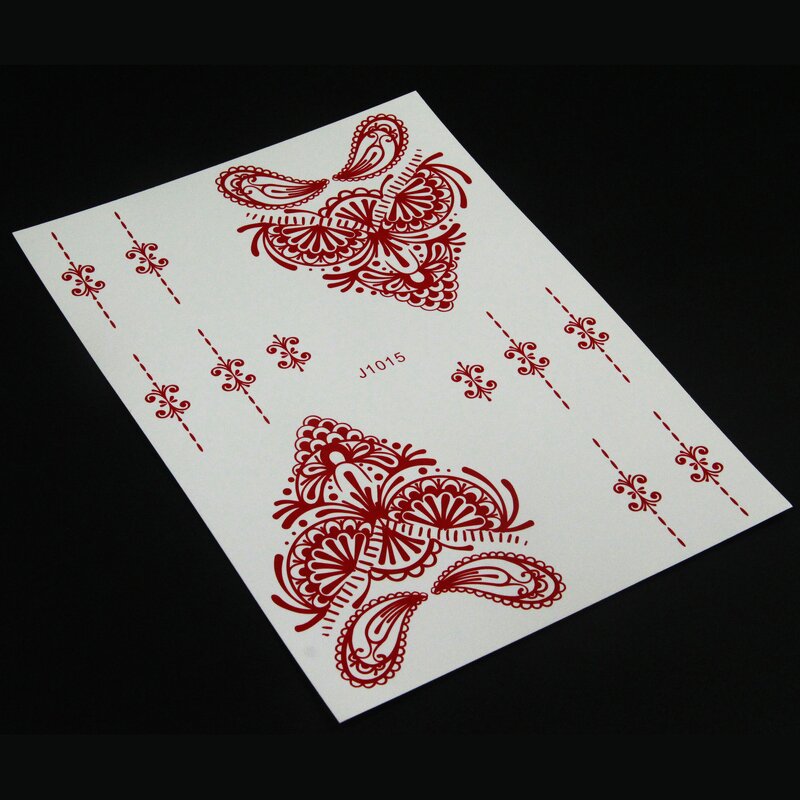 Henna Tattoo Sticker Manufacturer - Indian Style Lace Pattern Red Sexy Brown Mandala Temporary