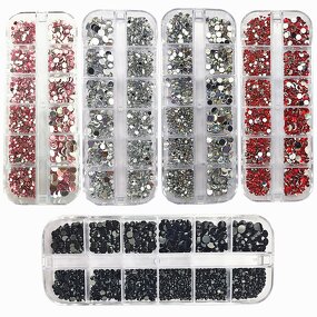 Nail Rhinestone Set Manufacturer - Hot Sale 12 Grids Factory Price Crystal Flat Back