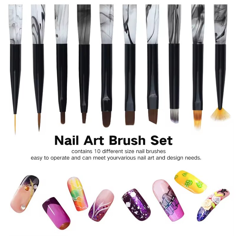 Nail Art Pen Set Manufacturer - Wholesale Dyeing Pen Set Acrylic Handle Nylon 12pcs