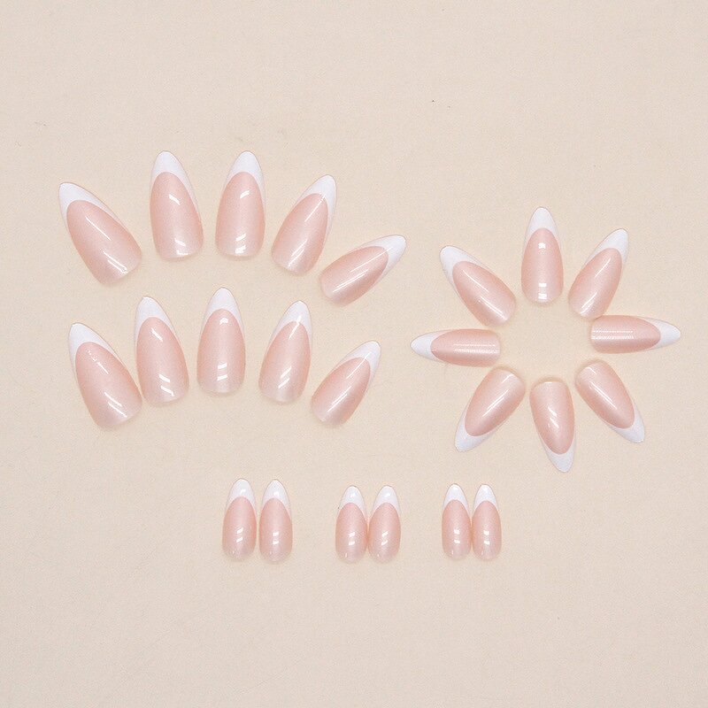 False Nail Tips Manufacturer - Hot Sale Simple Pearlescent Aurora French Round