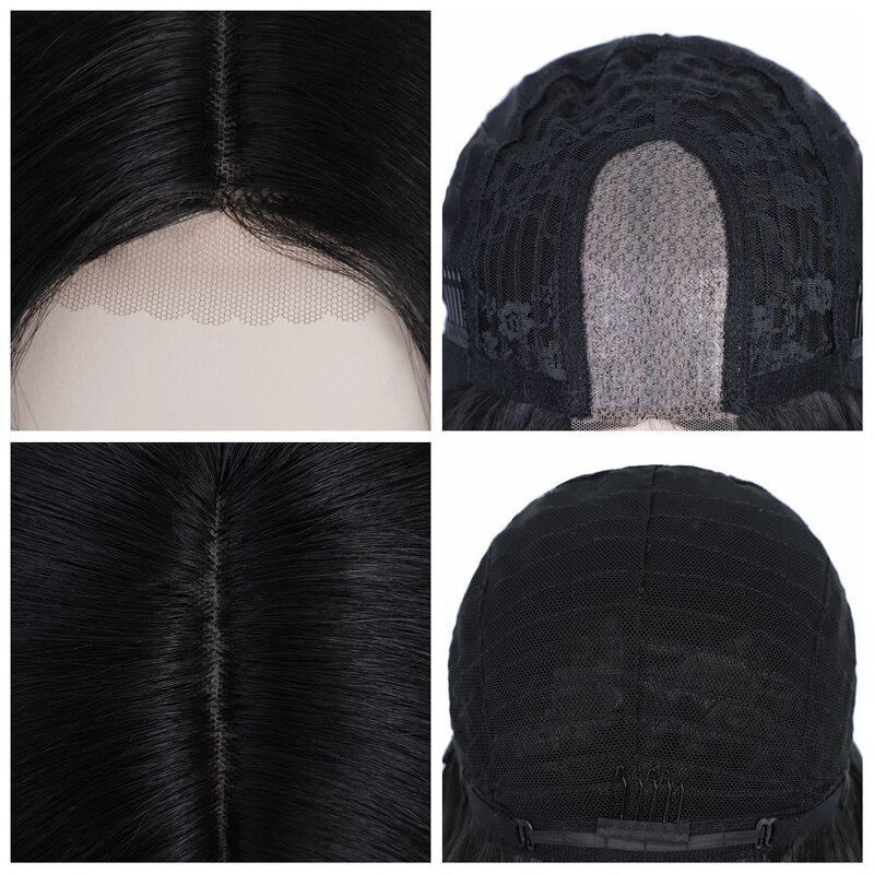 Synthetic Wig Manufacturer - Women's Long Black Straight High-temperature Silk Lace Front
