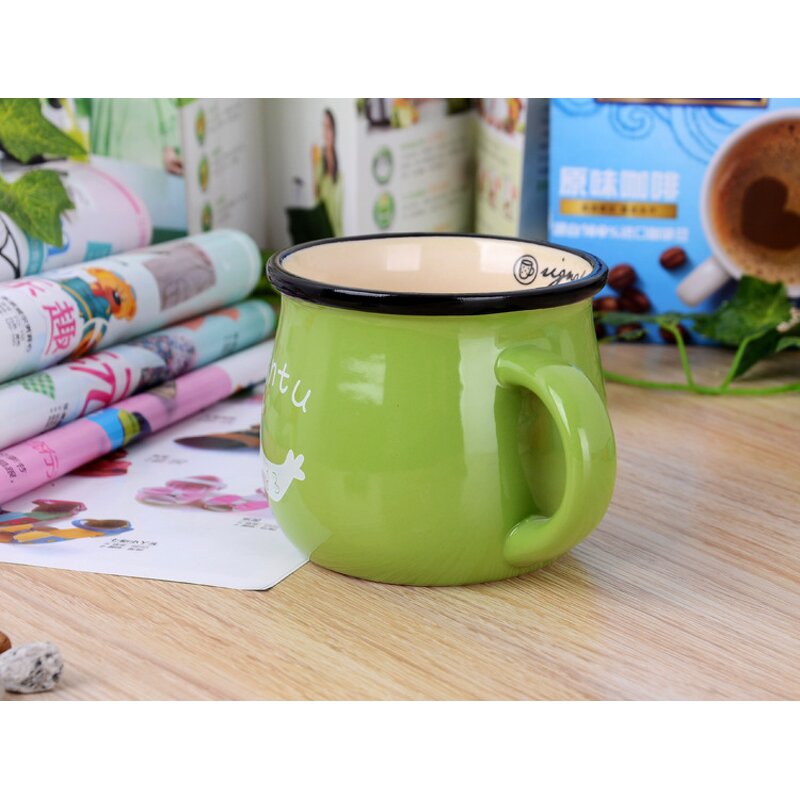 Coffee Mug Manufacturer - Customized logo 350ml Ceramic Green Belly Cup Porcelain Gifts