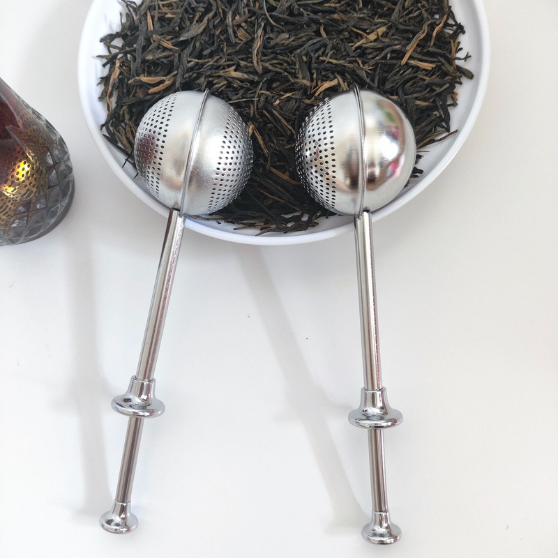 Tea Infuser Manufacturer - Long Handle Stainless Steel Reusable Push Style Strainer