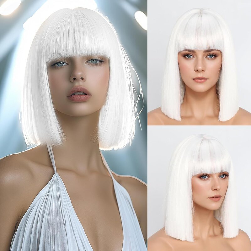 Bob Wig Manufacturer - Straight Short Black with Bangs Heat Resistant Synthetic