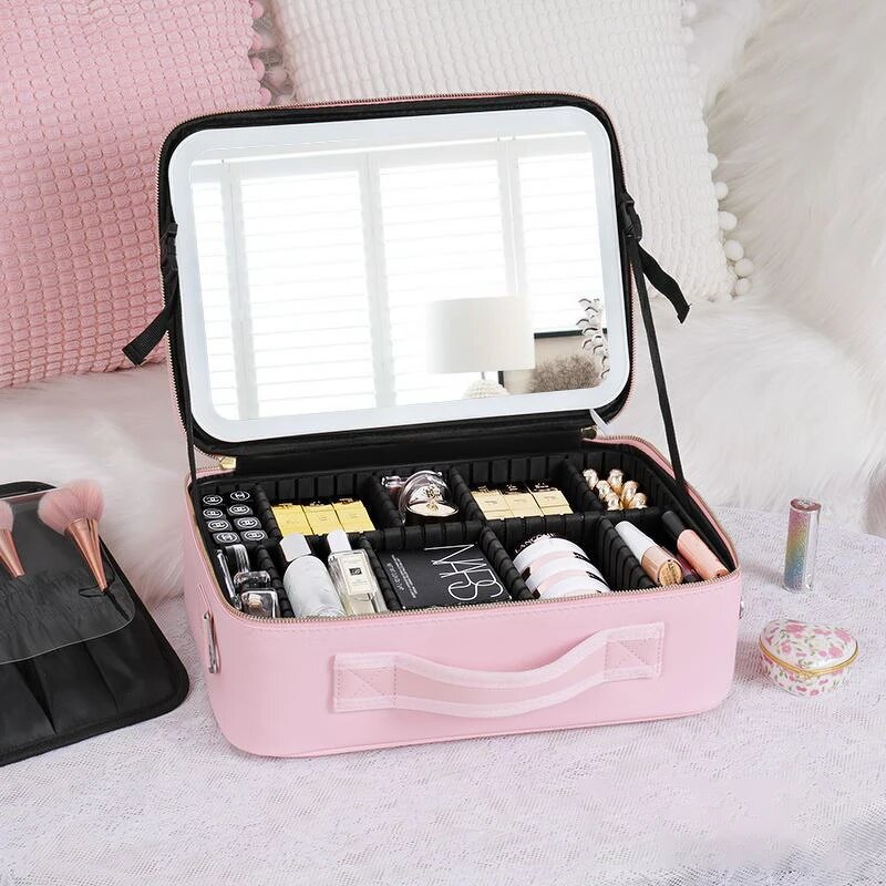 Cosmetic Bag Manufacturer - HOT Luxury with Mirror LED Light Large-capacity Portable
