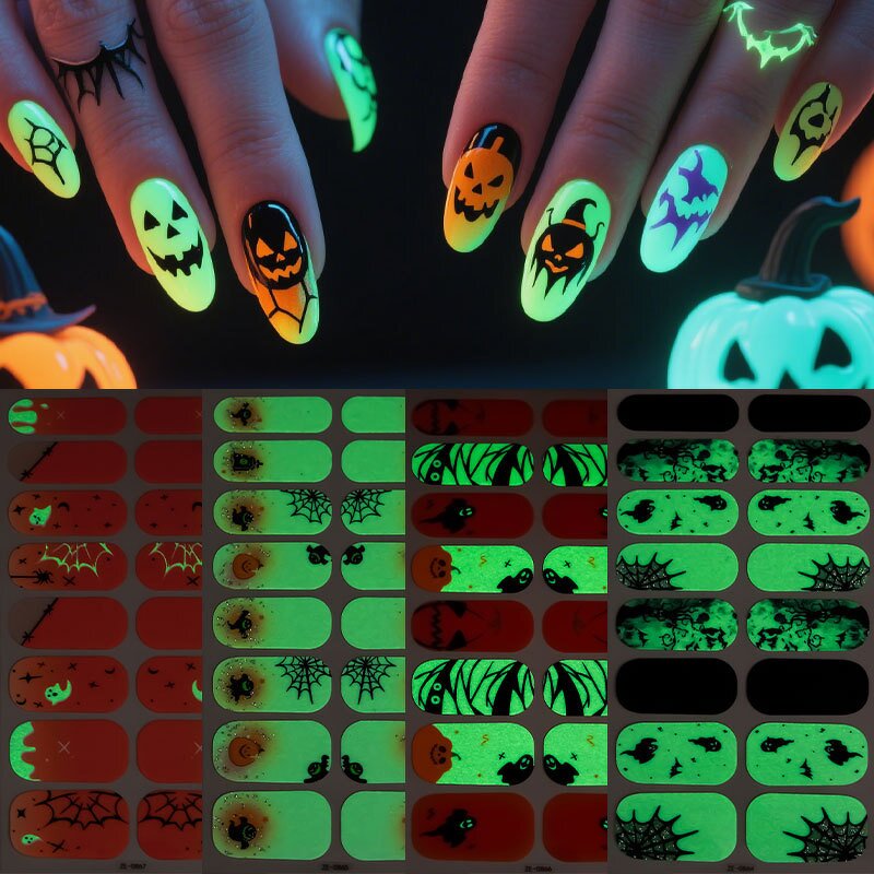 Nail Polish Stickers Manufacturer - Cute Halloween 2D Full Wrap Glow in the Dark