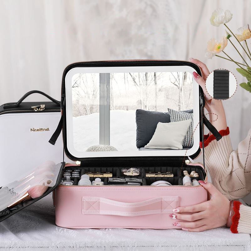 Cosmetic Bag Manufacturer - with Mirror LED Light Large-capacity Portable Storage