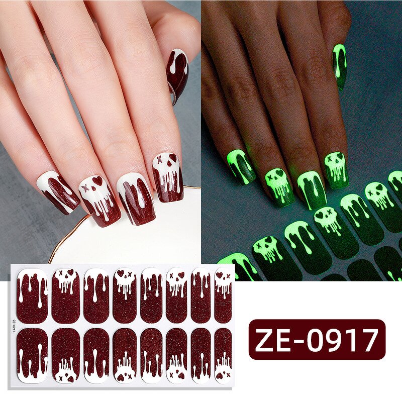 Nail Polish Stickers Manufacturer - Cute Halloween 2D Full Wrap Glow in the Dark