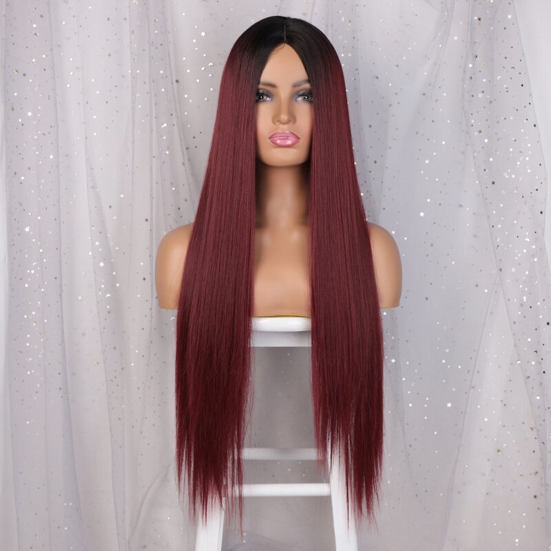 Synthetic Wig Manufacturer - Women's Long Black Straight High-temperature Silk Lace Front