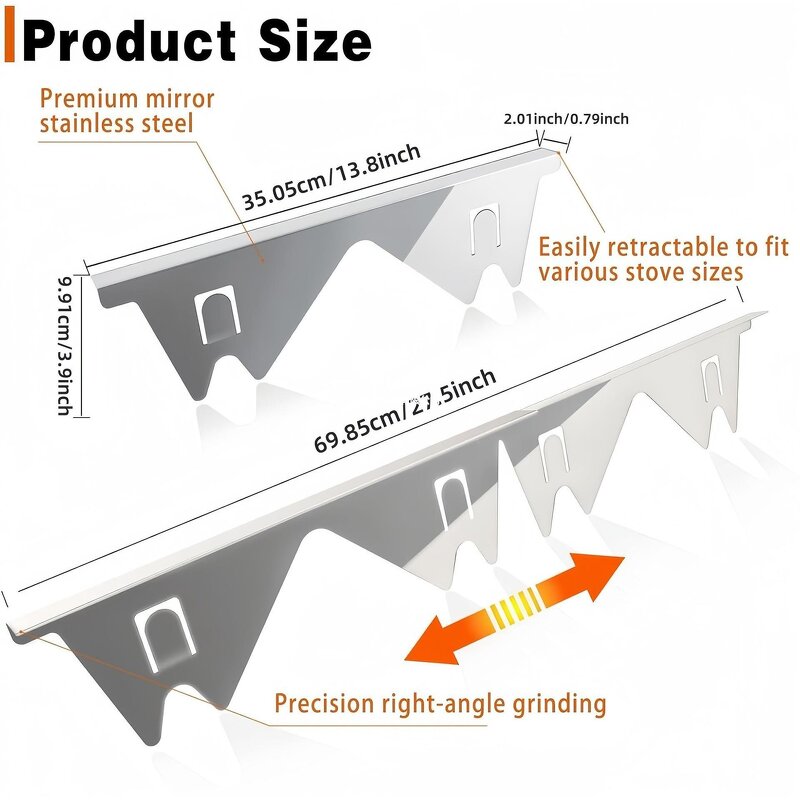 Stove Gap Filler Manufacturer - 2 Pack Reusable Stainless Steel Kitchen Range Trim Kit