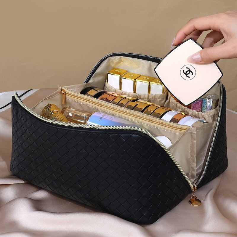 Makeup Bag Manufacturer - Women's Portable PU Leather Waterproof Toiletry Pouch