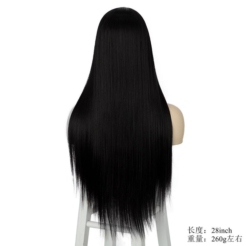 Synthetic Wig Manufacturer - Women's Long Black Straight High-temperature Silk Lace Front