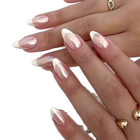 Artificial Fingernails Manufacturer - Wholesale Simple Pearlescent Aurora French Design