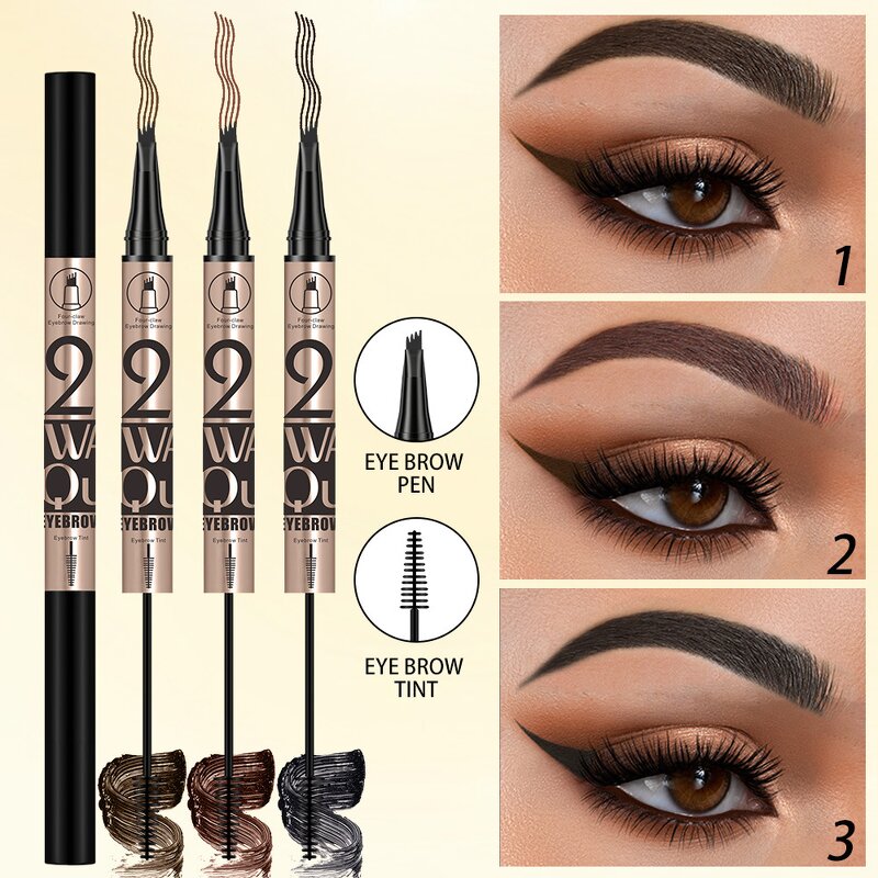 Eyebrow Pencil Manufacturer - 2-in-1 Dual-ended Tinted Brow Gel Ultra-fine Waterproof