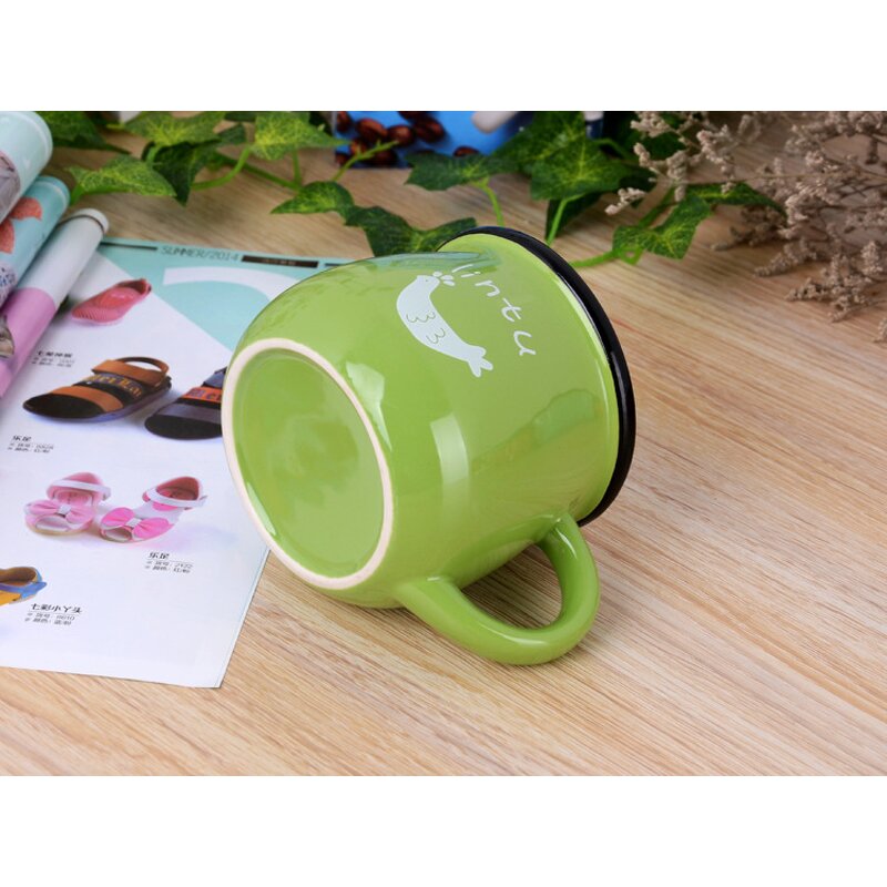 Coffee Mug Manufacturer - Customized logo 350ml Ceramic Green Belly Cup Porcelain Gifts