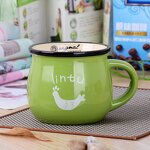 Coffee Mug Manufacturer - Customized logo 350ml Ceramic Green Belly Cup Porcelain Gifts