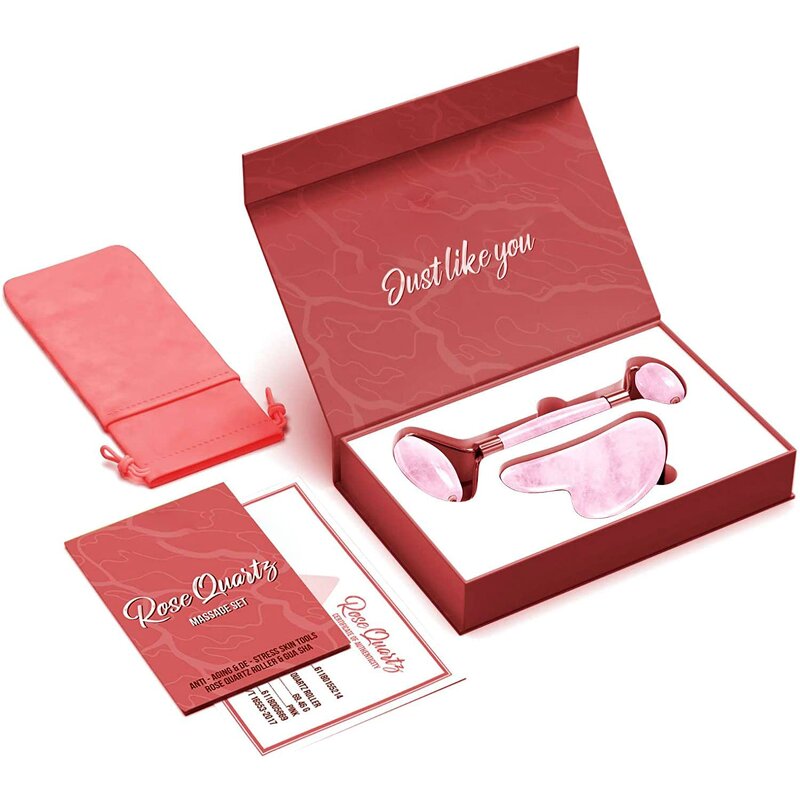 Jade Roller Set Manufacturer - Anti-Aging Rose Quartz Roller & Gua Sha