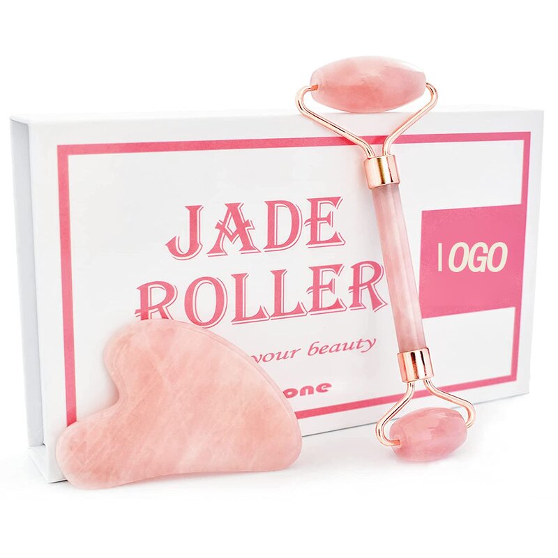 Jade Roller Set Manufacturer - Anti-Aging Rose Quartz Roller & Gua Sha
