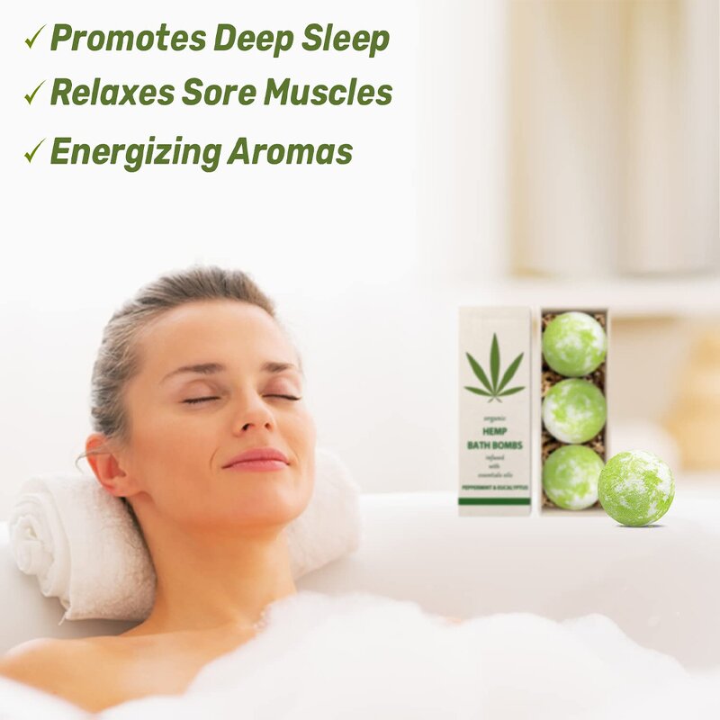 Bath Bomb Set Manufacturer - OEM 3 Pieces Bubble Fizzy Organic Hemp