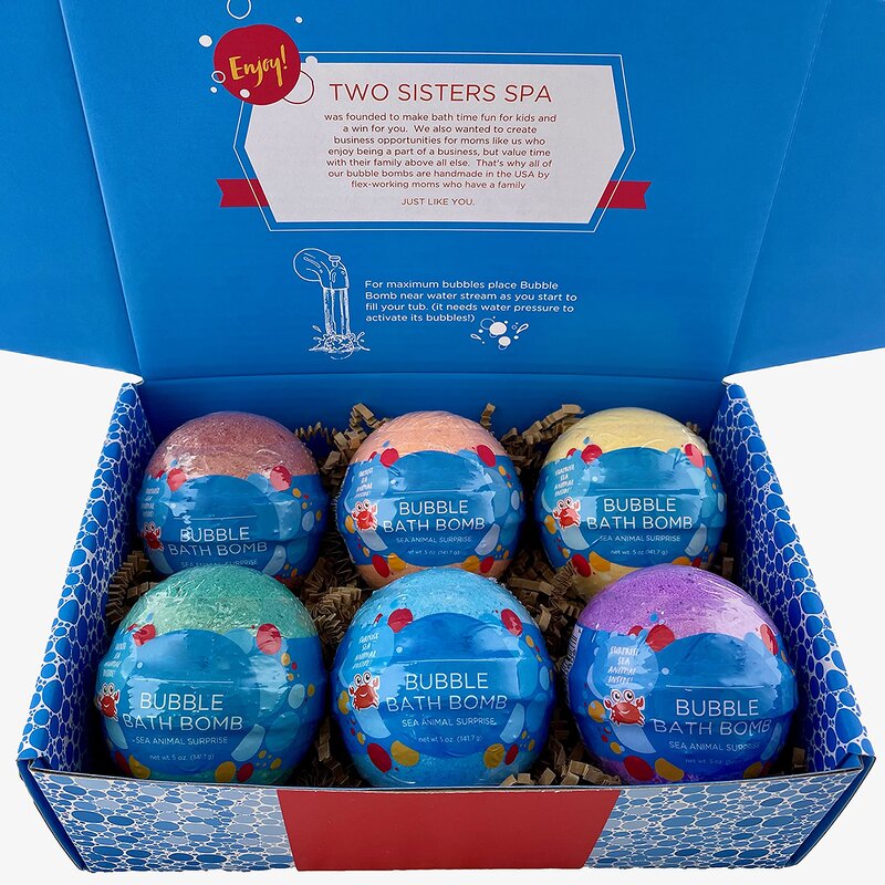 Bubble Bath Bombs Manufacturer - Custom Luxury Box, 6 Pcs with Inside Toys