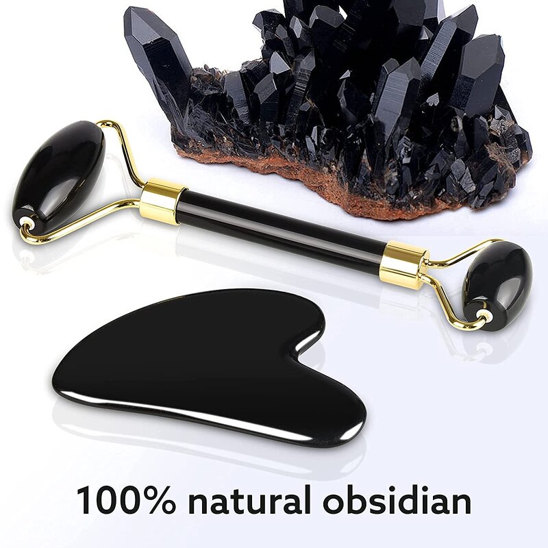 Facial Massage Tools Manufacturer - Wholesale Black Obsidian Roller & Gua Sha