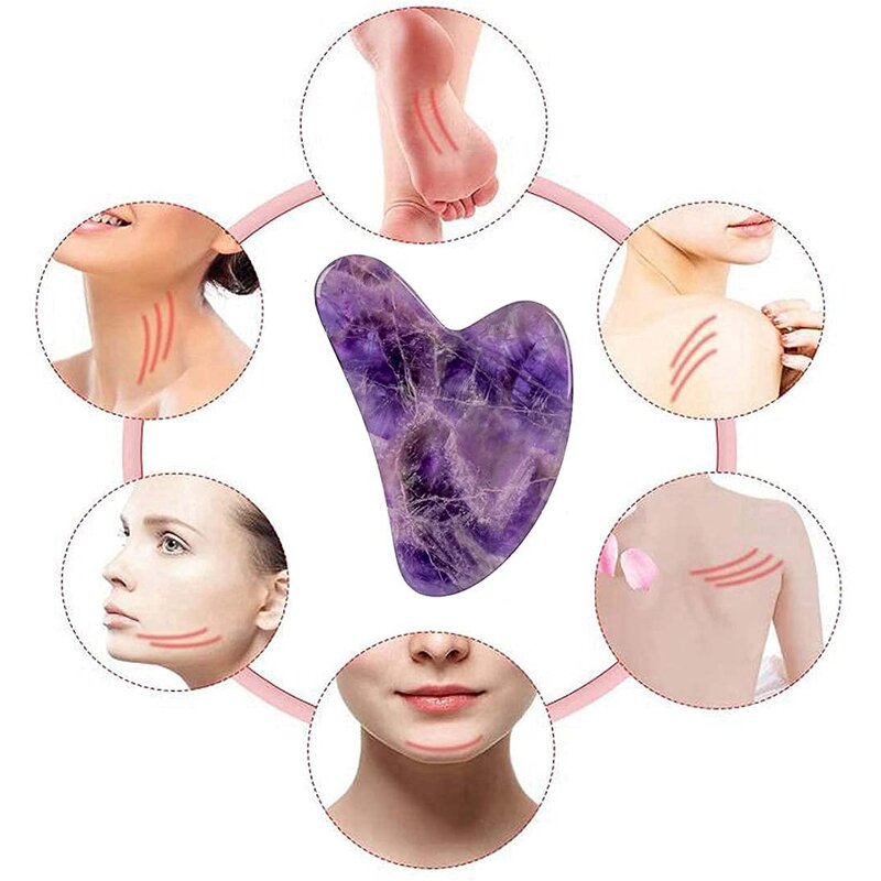 Facial Roller Manufacturer - 100% Real Natural Amethyst with Gua Sha Tool