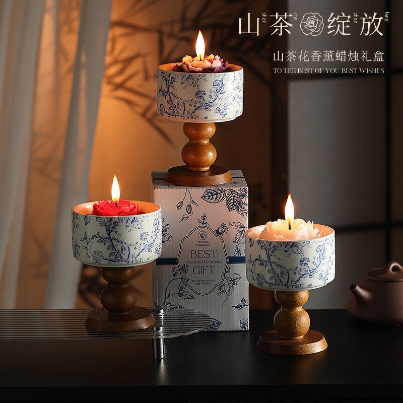 Scented Candle Gift Box - Manufacturer Camellia Ceramic Holder Wholesale for Girls