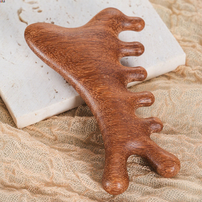 Comb & Jade Roller - Manufacturer Custom Sandalwood 4-in-1 Gua Sha Massage