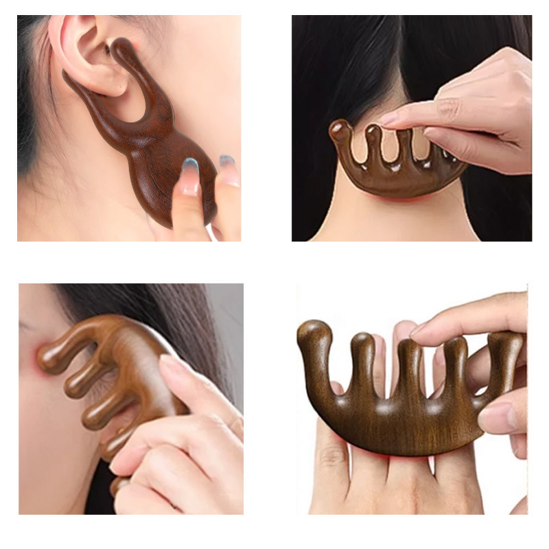 Comb & Jade Roller - Manufacturer Sandalwood Massage Meridian Relief for Women