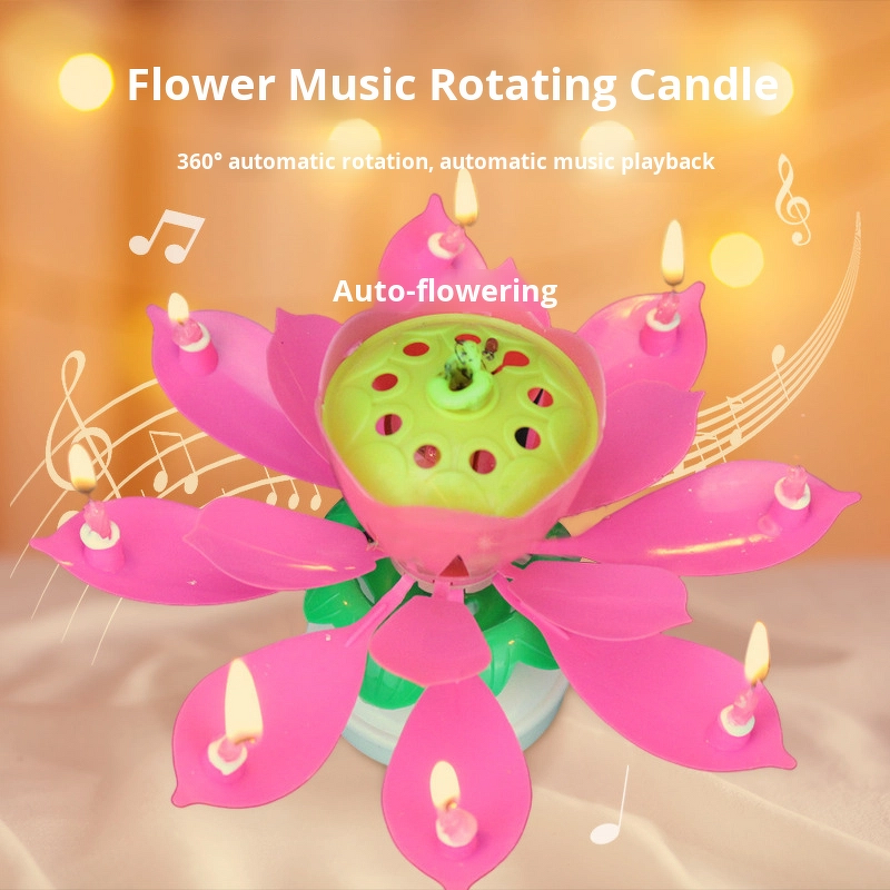 LED Birthday Candles Manufacturer - Electronic Double-Layer Lotus Flowering, Music Rotating