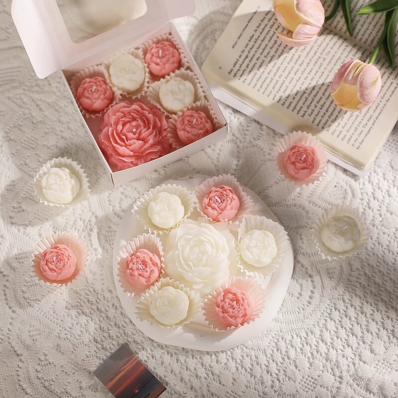 Soy Wax Candle Set Manufacturer - Handmade Peony Flower Rose, Aromatic Gift Set