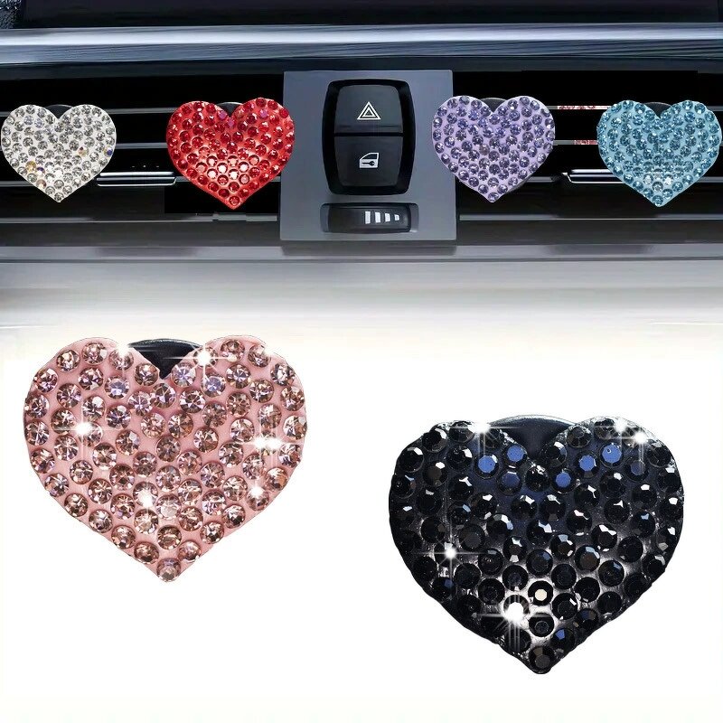 Car Perfume Clip Manufacturer - Heart-shaped Rhinestone Air Outlet Decoration Clip