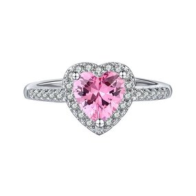 Ring - Manufacturer Heart Pink Zircon Platinum Plated Simulation Diamond Women
