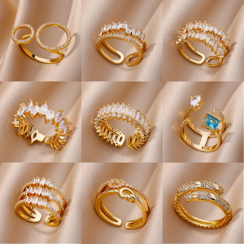 Ring - Manufacturer Wholesale Gold Silver Geometric Multilayer Zircon Open Women