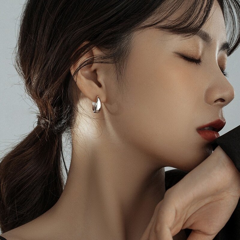 Earrings - Manufacturer Wholesale S925 Silver Geometry Round Huggie Hoop Women